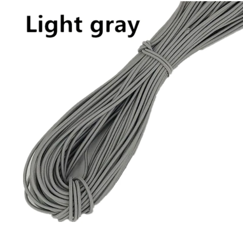 light gray 10 ярдов 2 мм цветная Высококачественная круглая эластичная лента круглая эластичная повязка Эластичная лента для дома DIY аксессуары для шитья - Цвет: light gray
