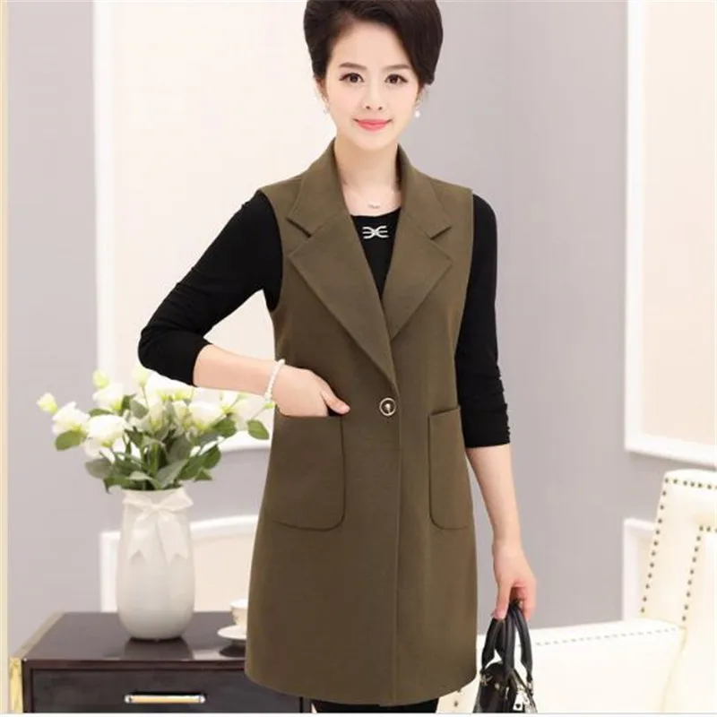 

Suit Vest Female Spring Autumn 2018 Plus size women Sleeveless Clothing Vest Casual Solid color Long Women Outerwear 5XL A1023