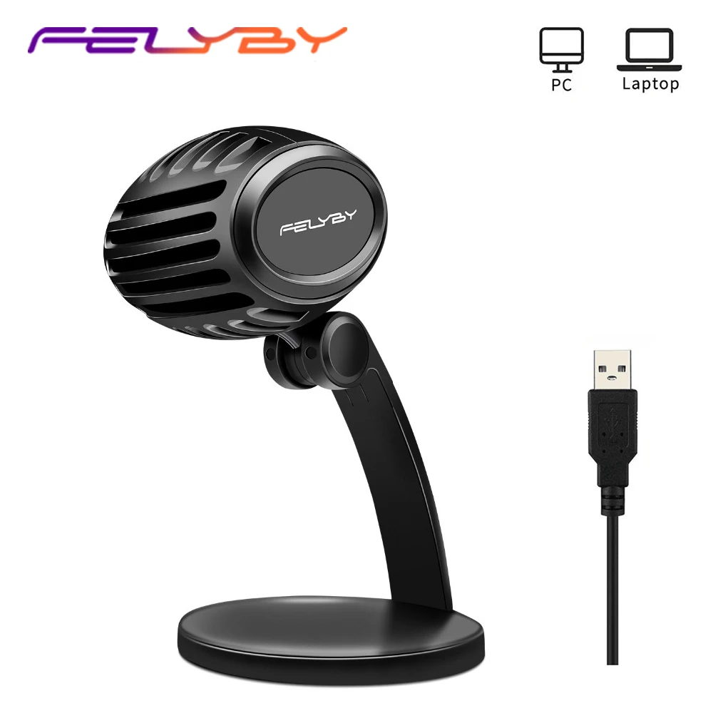 FELYBY портативный мини проводной USB настольный микрофон конденсаторный для