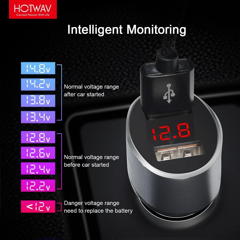 HOTWAV USB Автомобильное зарядное устройство для мобильного телефона металлический