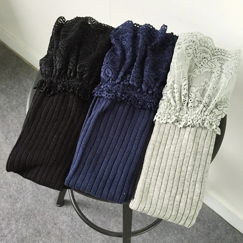 1 Пара 3 Цвета Сексуальная Женщина Леди Вертикальная Вязание Кружева хлопок Более