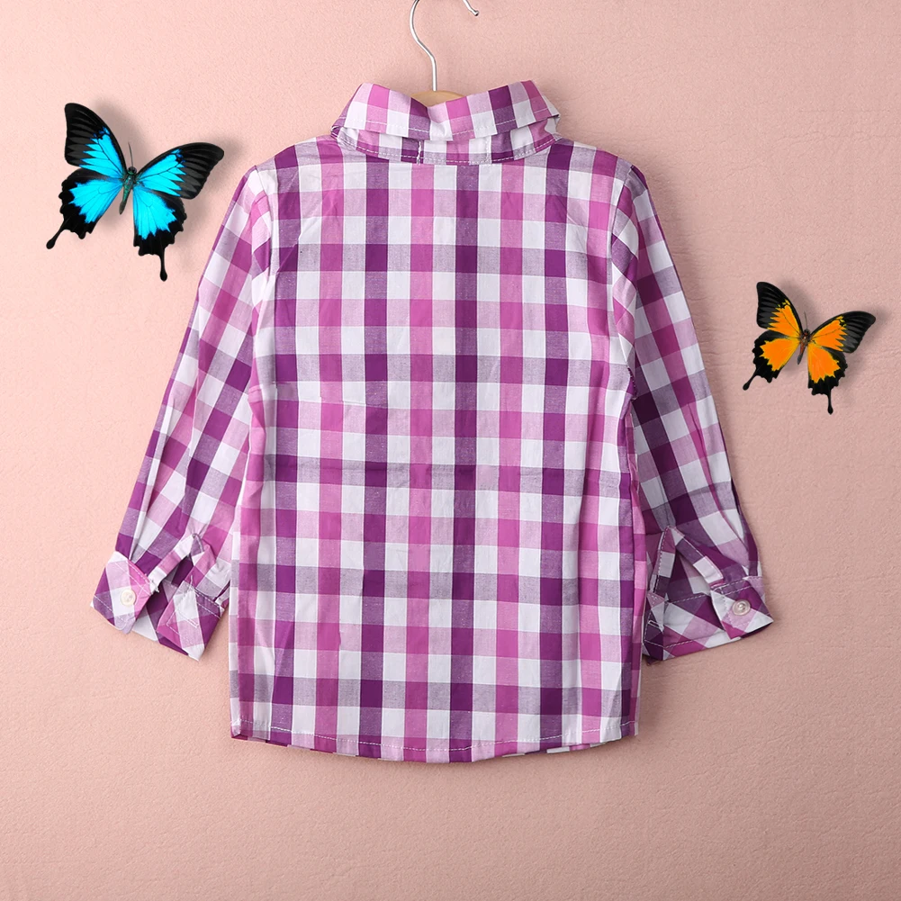 Spring Autumn Fashion Baby Kids Girls Cotton Tops Long Sleeve Checked Shirts Holiday Streewear Age 2-7Y | Детская одежда и обувь