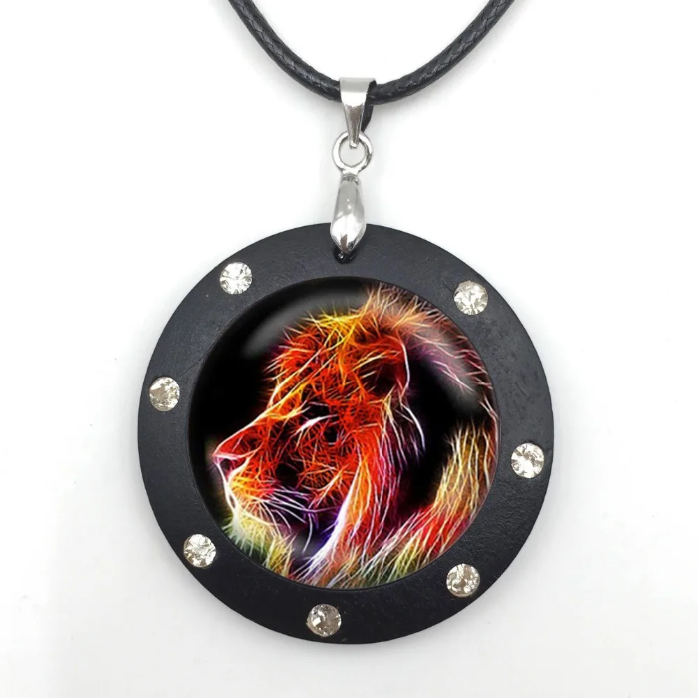 Ожерелье с подвеской в виде фрактального льва винтажное животное подвеска дикой