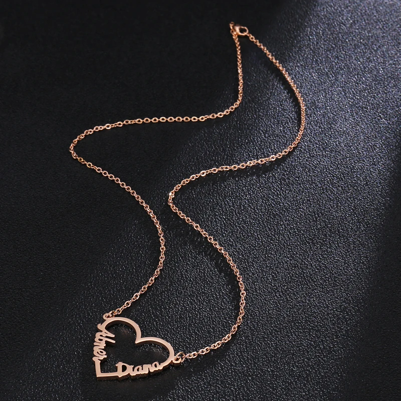 Женское колье с надписью Love Heart из нержавеющей стали именами | Украшения и