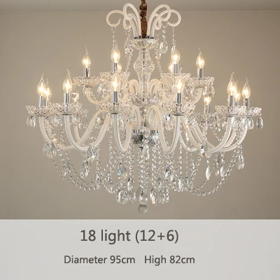 18 lights Белые хрустальные люстры, современный светодиодный светильник для гостиной, скандинавские лампы, свадебные декоративные светильники, белая люстра, освещение - Цвет абажура: 18 lights