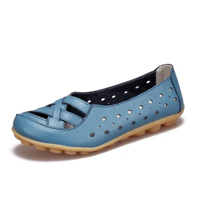 Light Blue Mstacchi/ г. летние туфли на плоской подошве с вырезами, женская обувь без шнуровки для отдыха, удобная женская обувь для вождения, женская обувь без застежки, размер 35-44 - Цвет: Light Blue