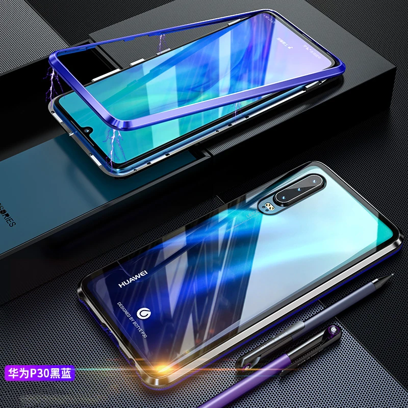Чехол для Huawei P30 Pro Lite роскошный Магнитный абсорбирующий Алюминиевый
