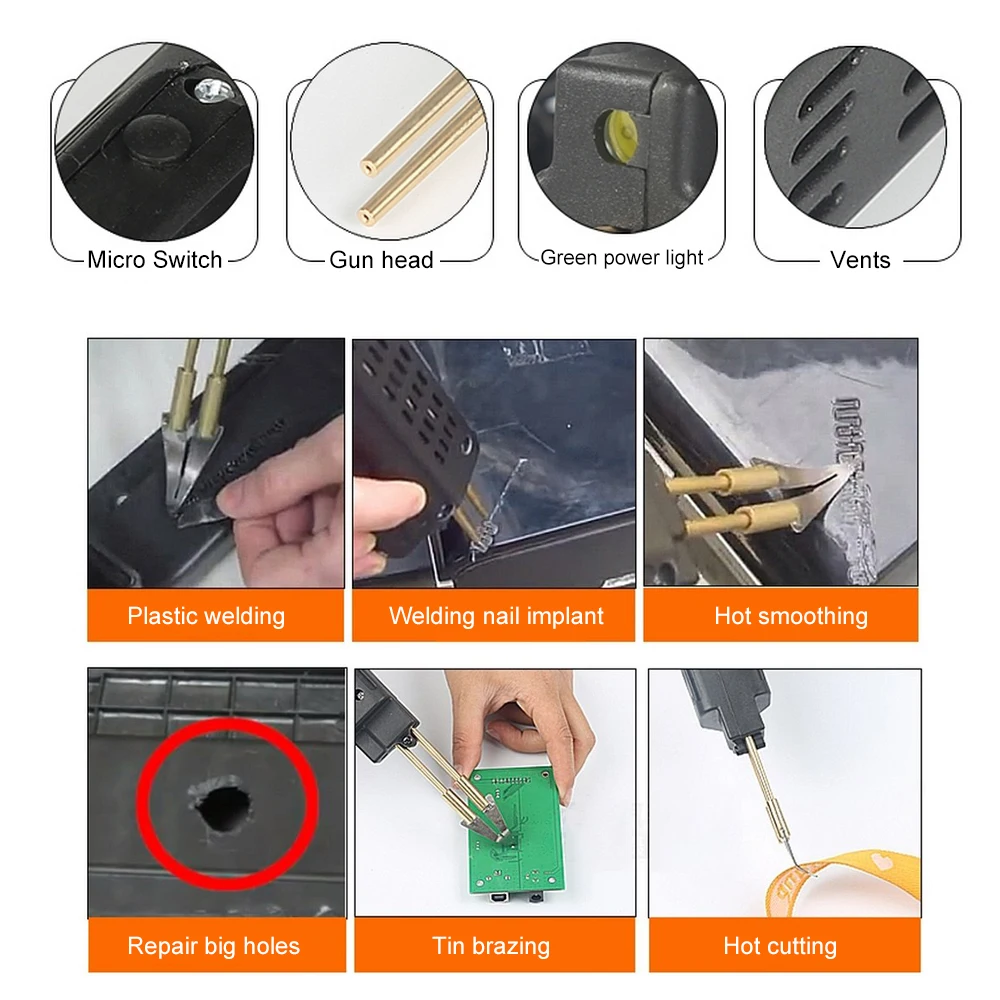 

Car Bumper Repair Machine Hot Staplers Fender Fairing Welder Gun Auto ABS PVC Plastic Repair Kit with 200 Staples Repairing Tool