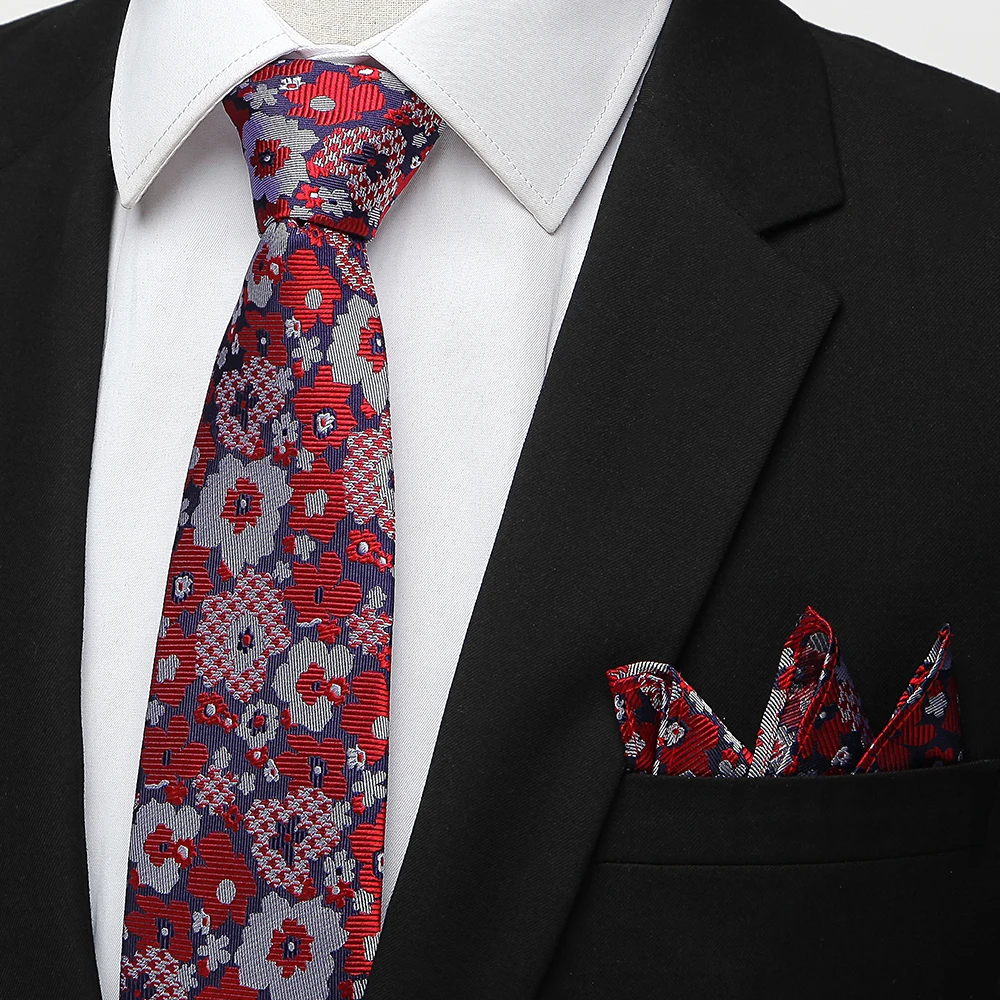 Tailor Smith цветочный Комплект галстуков для Для мужчин 100% шелк красный галстук