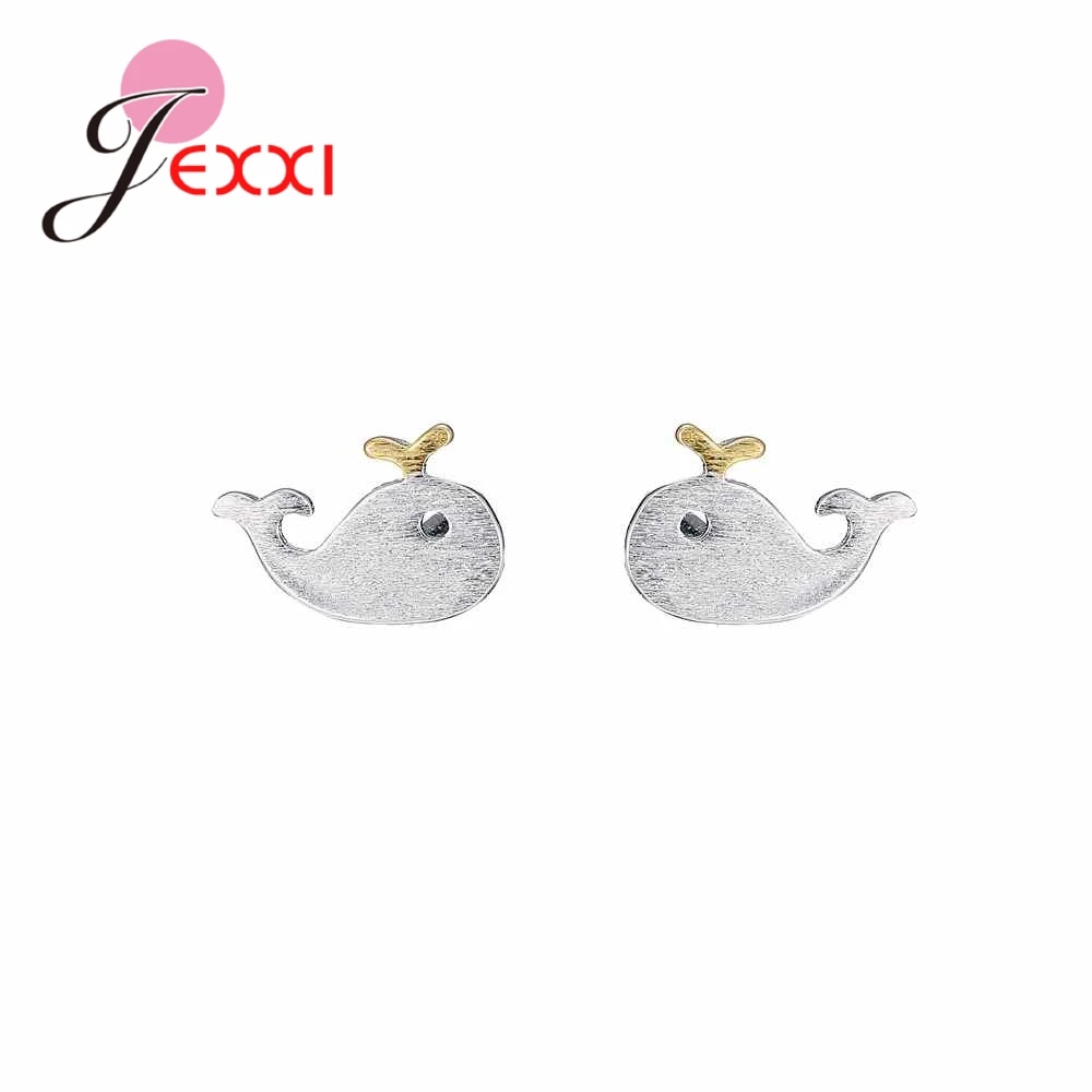 Женские серьги гвоздики в форме рыбы из серебра 925 пробы|Серьги-гвоздики| |