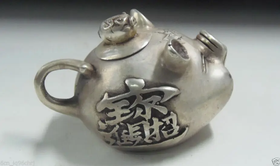 Коллекционный декорированный ручной работы тибетский чайник со Свинкой в старом