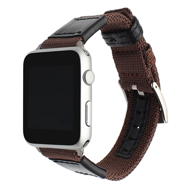 Премиум нейлоновый и кожаный ремешок для часов iWatch Apple Watch 38 мм 42 мм серия 1 2 3 спортивный ремешок черный серебристый стальной ремешок с застежкой