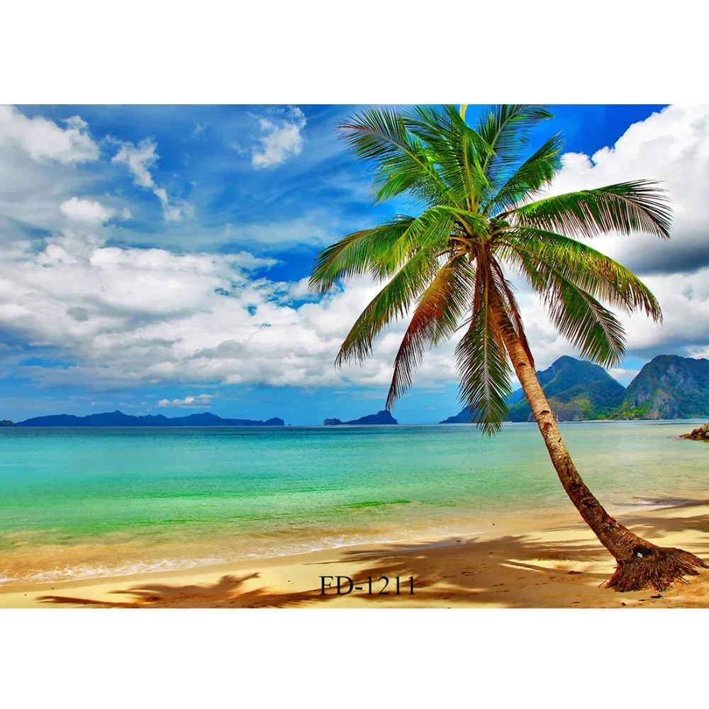 Фон для фотосъемки с изображением пляжа пальмы реквизит виниловый тканевый фон