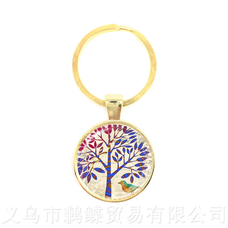 Дерево брелок жизнь фотографии птиц бижутерия со стеклянными кабошонами