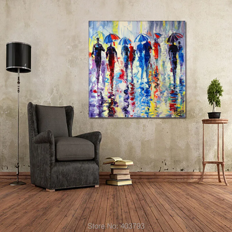 HD печатная Современная картина маслом абстрактный ритм дождя картины на холсте