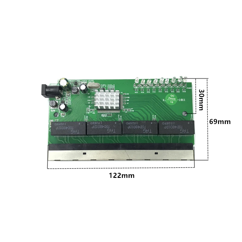 OEM PBC 8 Port Gigabit Ethernet Switch met pin way header 10/100/1000 m hub 8way power Pcb board schroef gat | Компьютеры и офис