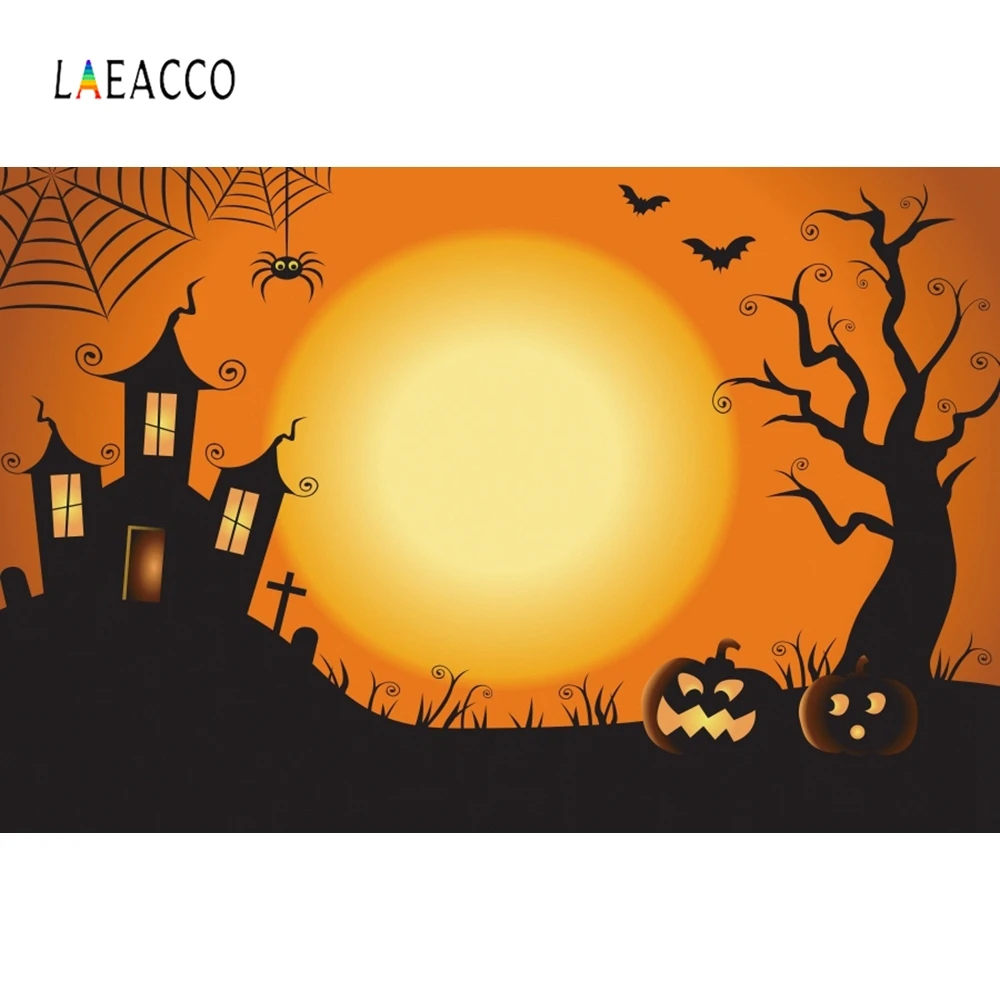 Фоны Laeacco с ведьмой призраком черной кошкой старым замком на Хэллоуин для