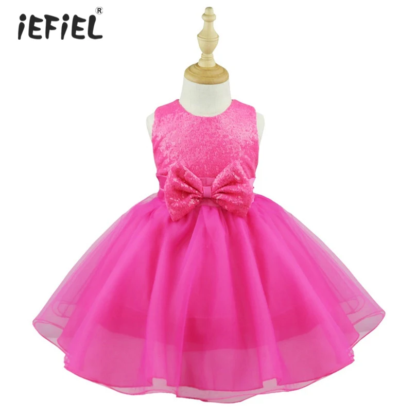 IEFiEL/летнее платье с цветочным узором для девочек; vestido infantil; платье с цветочным рисунком, расшитое блестками и бантом; нарядное платье принцессы с фатиновой юбкой для девочек на день рождения