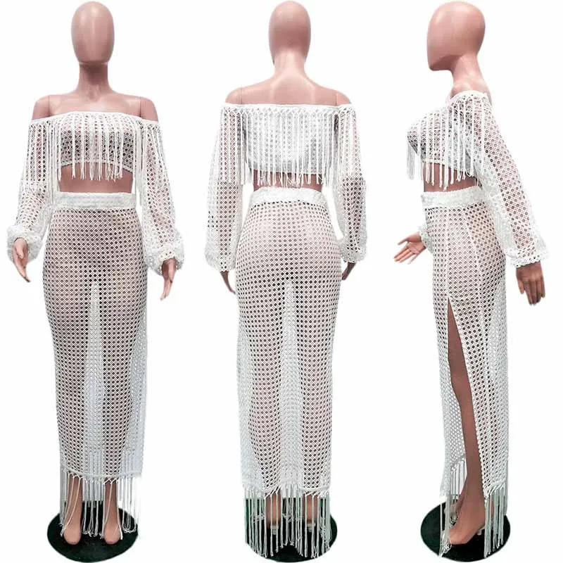 Echoine сексуальный комплект из 2 предметов сетчатый топ с кисточками и открытыми