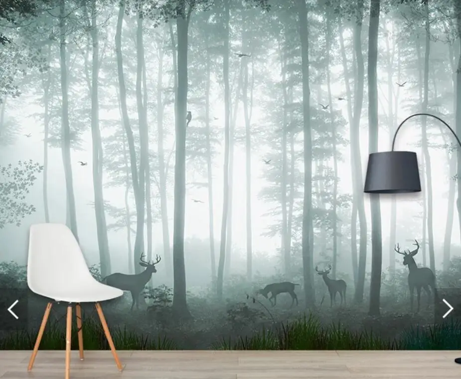 

Forest ELK Animal View Wallpaper 3D Wall Mural for Living Room Contact Paper HD 3D Wall Papers Roll Hand Painting Murals