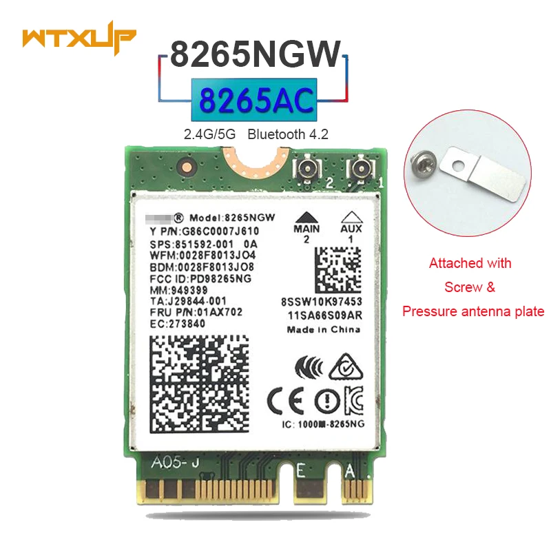 802.11ac для Intel 8265NGW 8265AC 7265NGW 867 Мбит/с M2 NGFF беспроводной адаптер wifi+ Bluetooth 4,2 сетевая карта MU-MIMO/Intel vPro