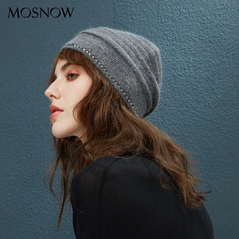 Winter Hats With Diamond Decor Hat Female Autumn Beanie For Women's Wool Knitted Warm Caps 2019 New Fashion Skullies Beanies |