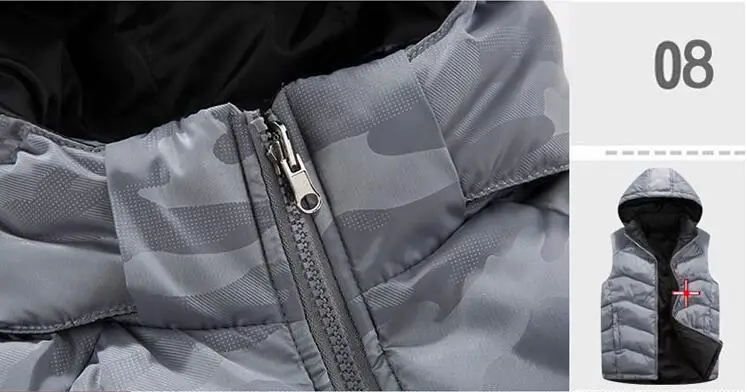 MFERLIER, мужской жилет с капюшоном, большой размер, 7XL, 8XL, 9XL, толстый, теплый, темно-синий, с хлопковой подкладкой, Осень-зима, жилет, камуфляжный жилет