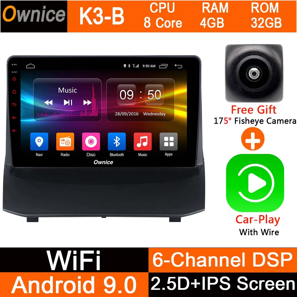 K3-B-CarPlay " ips Android 9,0 автомобиль радио стерео для форд фиеста 2009 2010 2012 2013 8 core автомобильный DVD gps плеер, 4 Гб+ 32G CarPlay - Цвет: K3-B-CarPlay