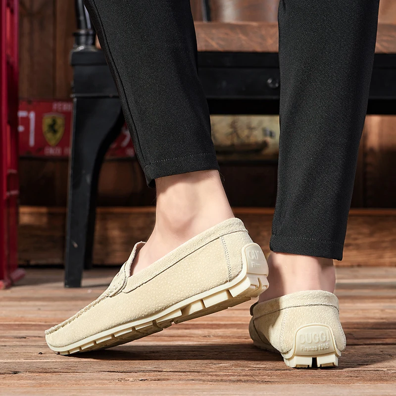 Big Size 38-48 Pigskin Loafers 4 Color Slip-On Breathable Boat Shoes Men New Arrival Casual Soft Moccasins Fashion Driving | Обувь