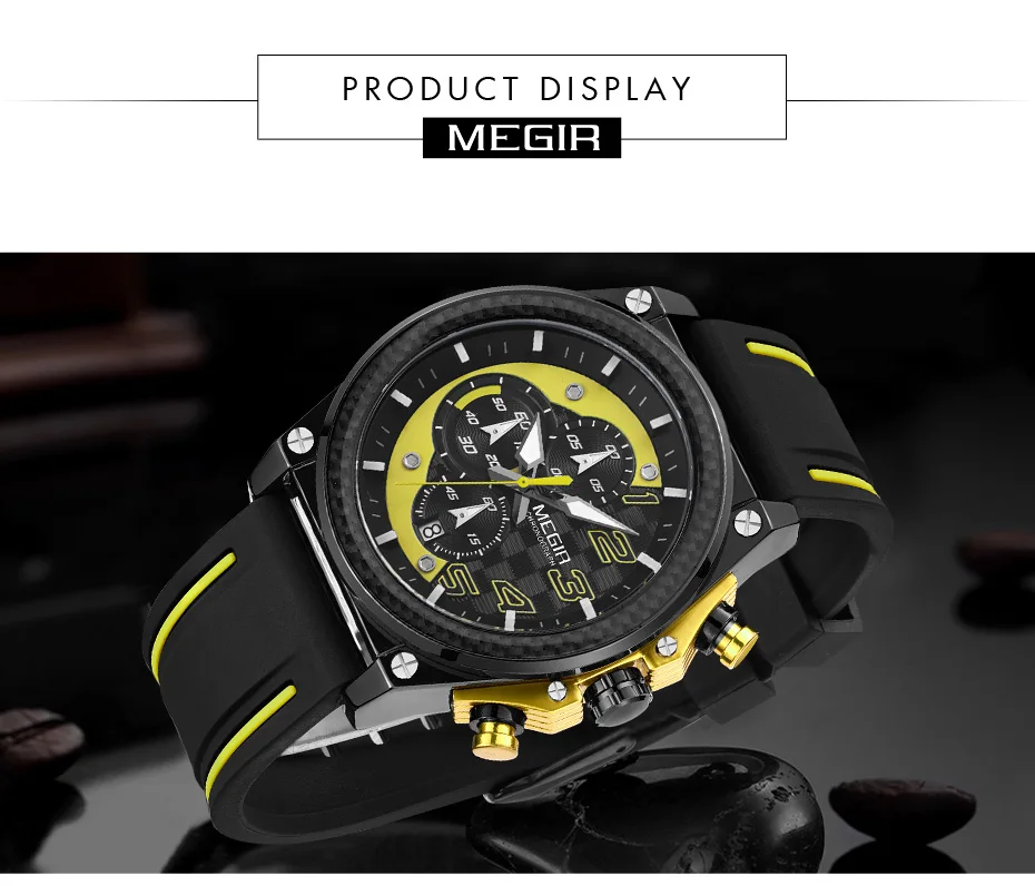 MEGIR Watch Men Sport Watches Army Top Brand Waterproof Auto Date Chronograph Luminous Hand Fashion Military Clock Montre Homme
