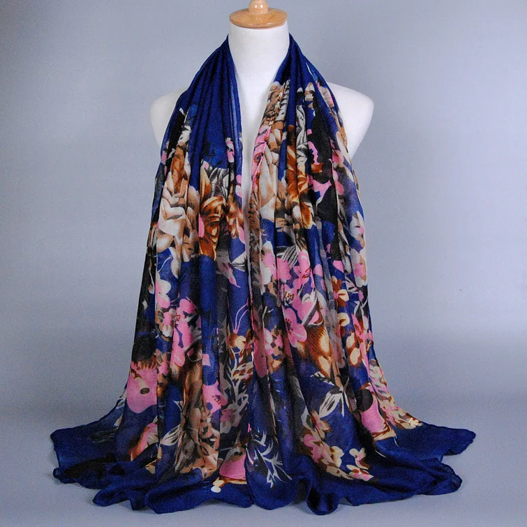 Оптовая женщин printe цветочный мода популярные долго вискоза вуаль wrap хлопок