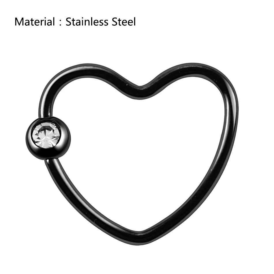 Style 2 1 шт. модные кольца в форме сердца Daith, опал, драгоценный камень, хрящ, трагус, пирсинг носа, кольца-кольца, кольцо Daith, пирсинг, Сексуальные Ювелирные изделия - Окраска металла: Style 2