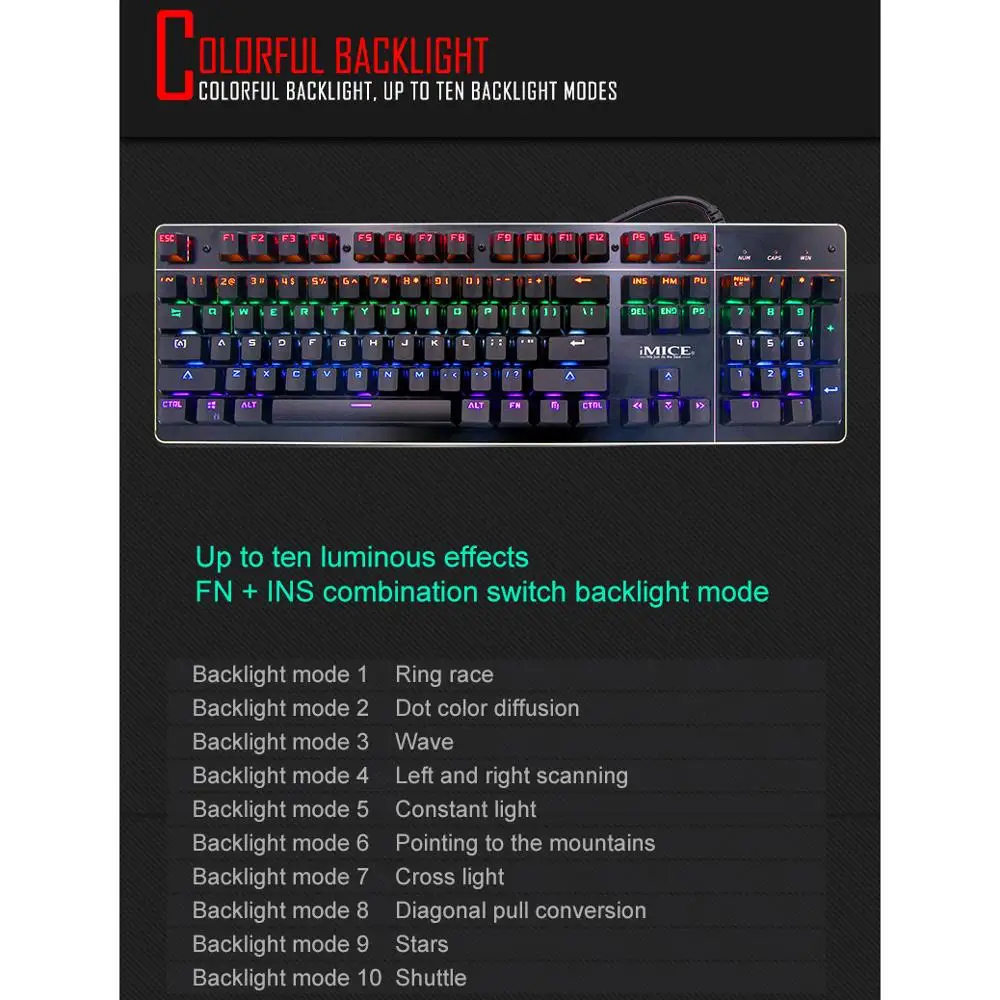IMice игровая механическая клавиатура с подсветкой подсветка геймер RGB для