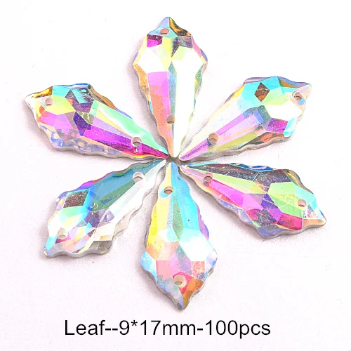 9x17mm--100pcs 9 размеров, 100 шт, лучшее качество, стразы из смолы, стразы с плоской задней стороной, стразы с отверстиями для одежды B0945 - Цвет: 9x17mm--100pcs