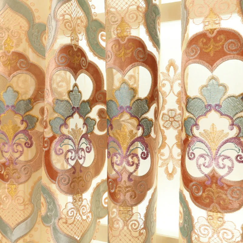 Европейские Роскошные флисовые шторы для виллы с вышивкой затемняющие гостиной