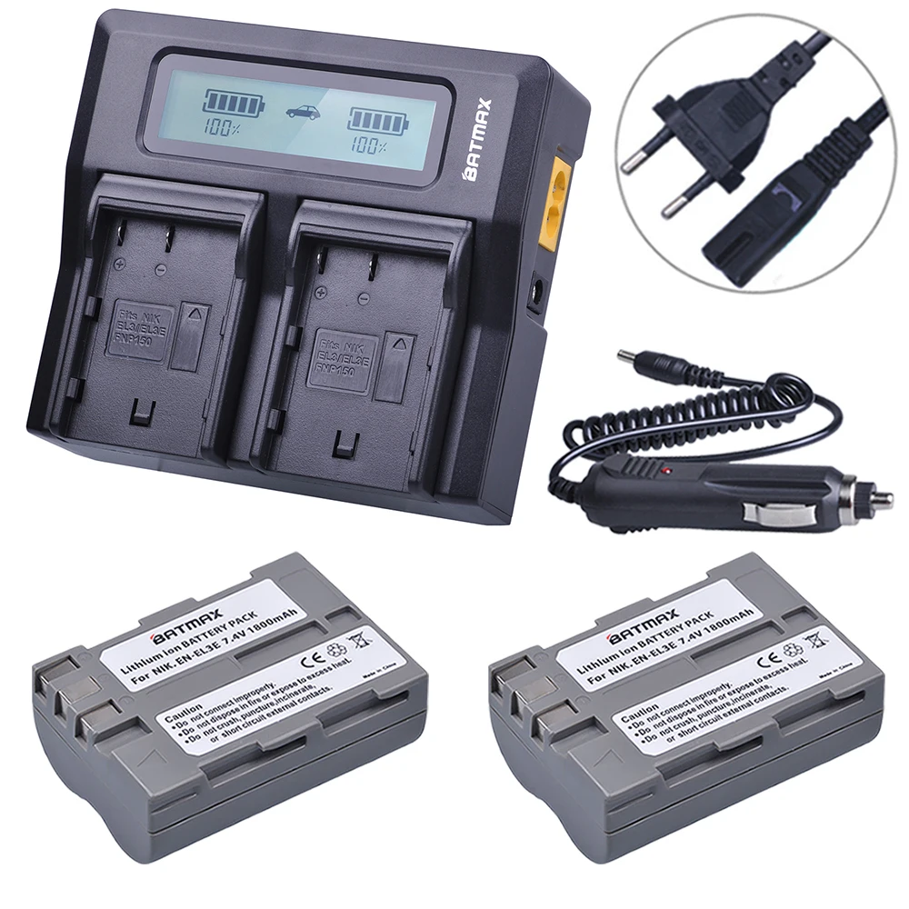 Двойное зарядное устройство Batmax для Nikon ENEL3e D300 D100 D200 D700 D70S D80 D90 D50|Цифровые