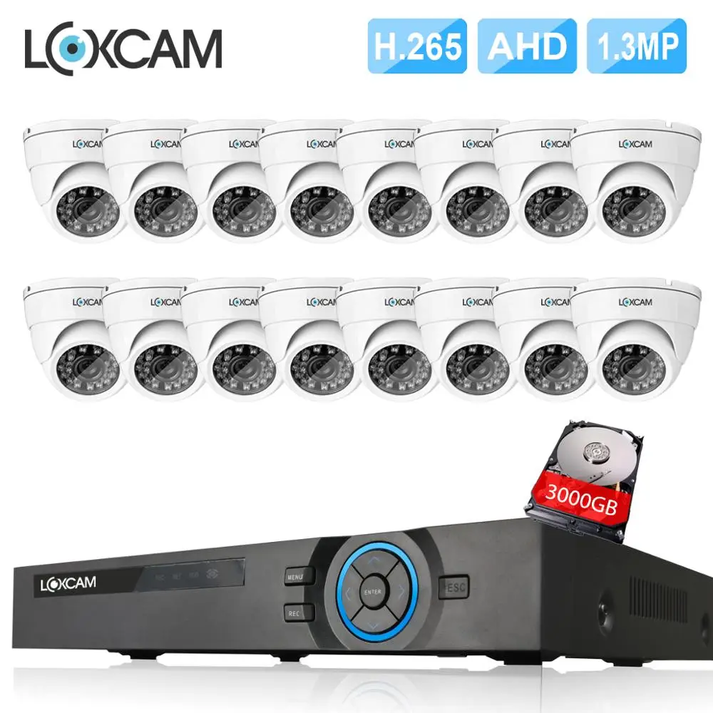 LOXCAM h.265 16ch hdmi 1080p AHD DVR система 16 шт. 960P in/уличная водонепроницаемая IP66 камера