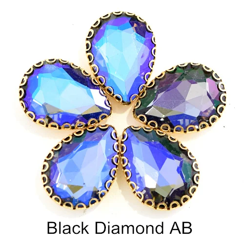 Black Diamond AB 20 шт. 13X18 мм кристалл AB пришить стразы стекло каплевидные швейные камни с когтями для DIY одежды Ювелирные изделия сумки обувь B1183 - Цвет: Black Diamond AB