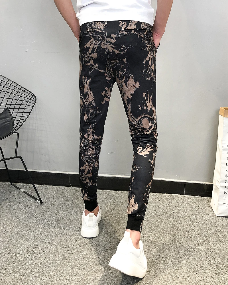 Летние модные брендовые новые Pantalon Hombre мужские штаны для бега, повседневные облегающие штаны до щиколотки с принтом, шаровары, мужские брюки
