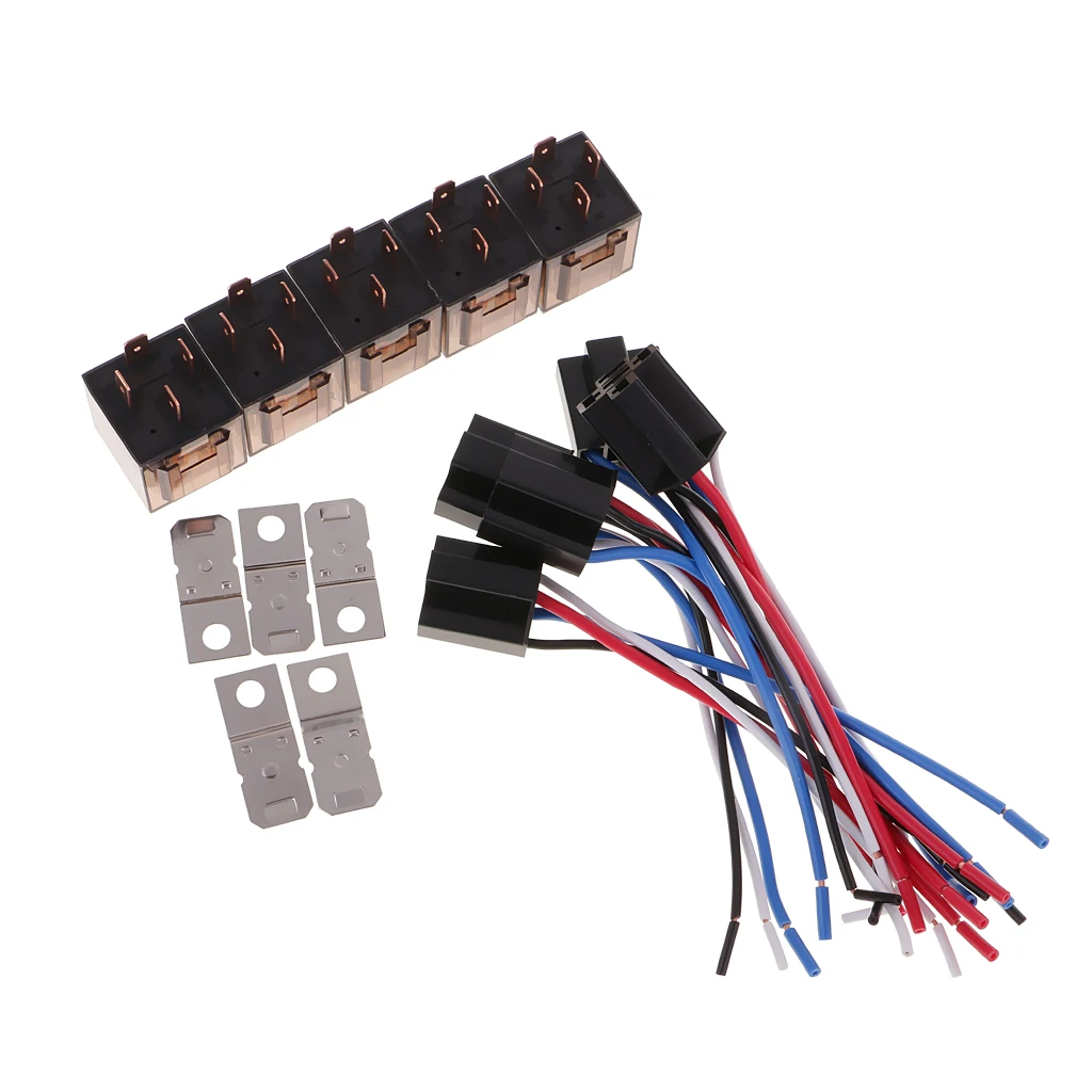 5 шт. DC12V 80Amp автомобильный SPST автомобильное реле 4 Pin провода жгут разъем|Реле| |