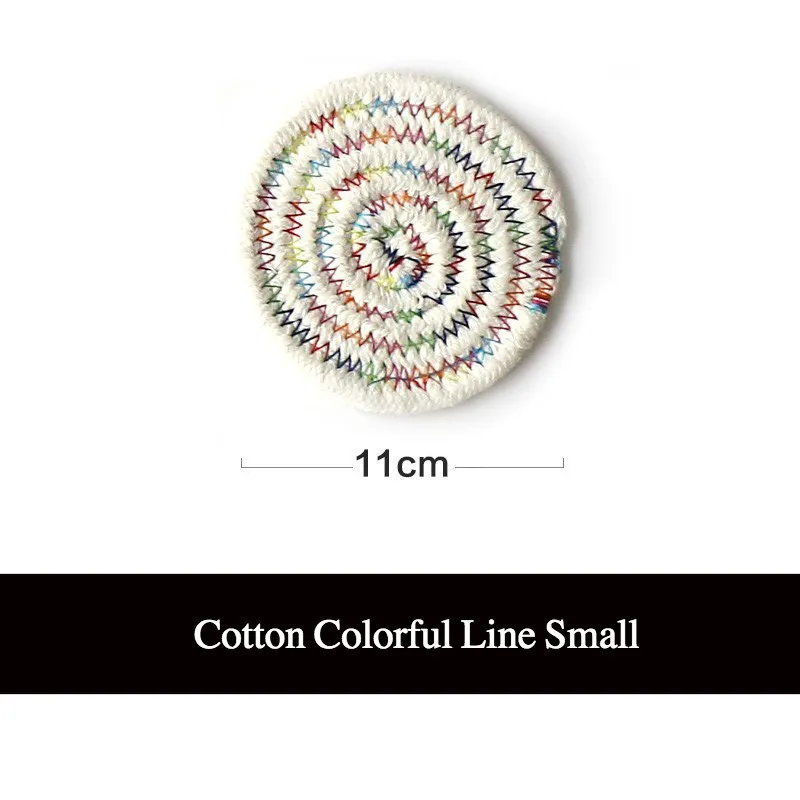 Cotton 11cm Натуральные соломенные подставки под столовые коврики тканые чашки из ротанга для напитков теплоизоляционные коврики кухонные аксессуары - Цвет: Cotton 11cm