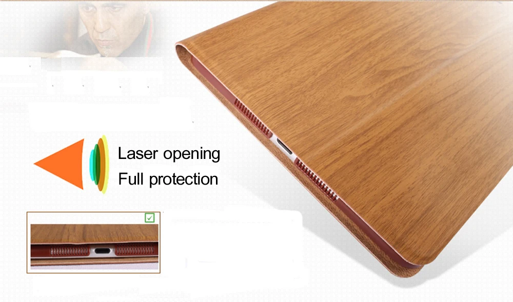 Чехол для ipad 9 7 air1/air2Wood Зерно флип ультратонкий складной кожаный чехол-подставка