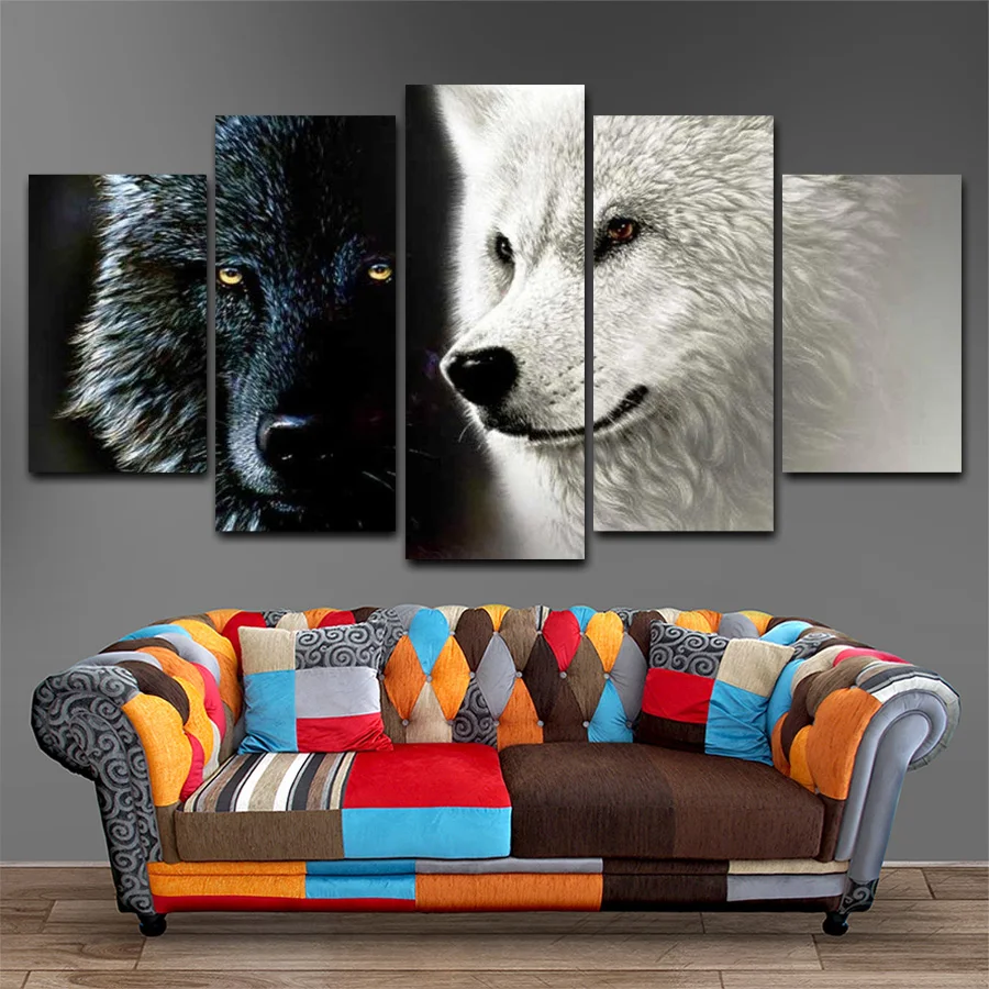 

Drop shipping 5 Panel Wall Art Pictures Canvas Painting abstract canvas poster painting decoration for living room LW129