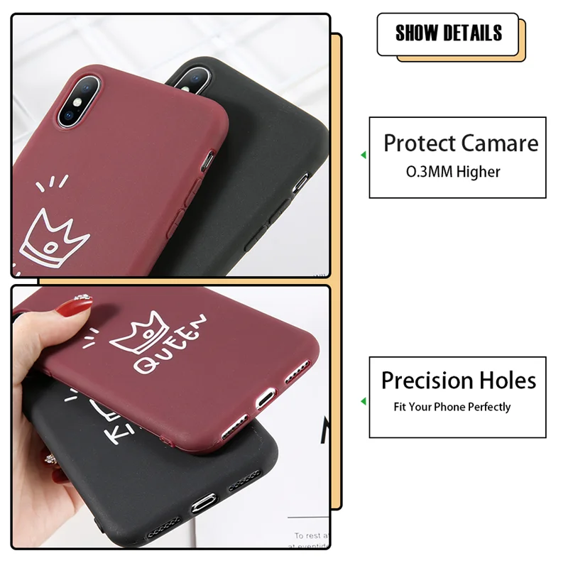 Moskado, мягкий светящийся чехол для телефона s, для iphone 6, 6 S, 7, 8 Plus, XS Max, XR, X, силиконовый чехол для задней панели KING QUEEN, Feather, Love Heart