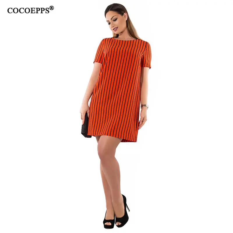 COCOEPPS 5XL 6XL большой размер Полосатый горошек повседневное женское платье Летнее