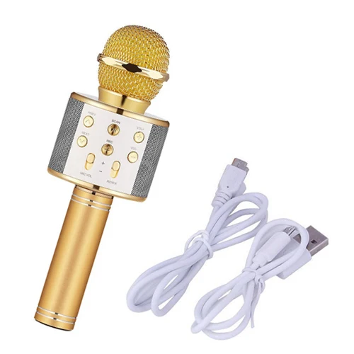 gold FGCLSY WS858 беспроводной микрофон профессиональный конденсаторный караоке микрофон bluetooth микрофон стойка Радио Студия запись WS 858 - Цвет: gold