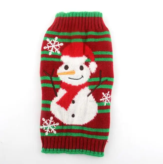 Red Green Snowman Рождественский Олень Дизайн Прекрасный щенок, домашнее животное, кот собака свитер вязаное пальто Верхняя одежда 7 размеров Рождество - Цвет: Red Green Snowman