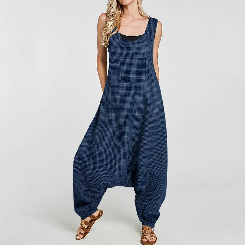 U образный вырез без рукавов с открытой спиной боковыми карманами мешковатые