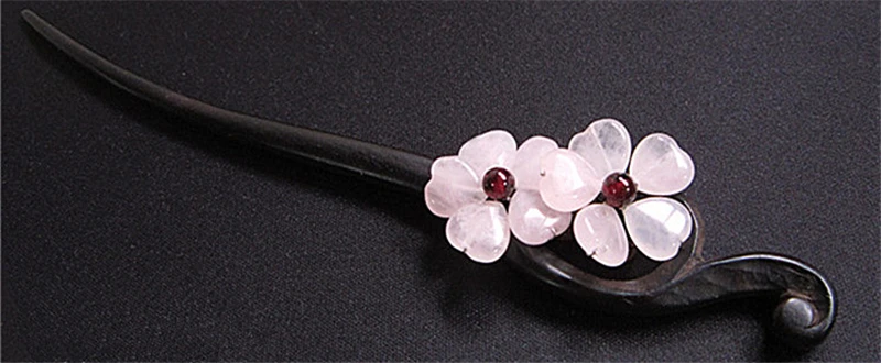Handmade Ebony Hair Stick Natural Stone Garnet Flower Sticks Pin Chinese Style Jewelry Vintage Accessories WIGO0787 | Украшения и