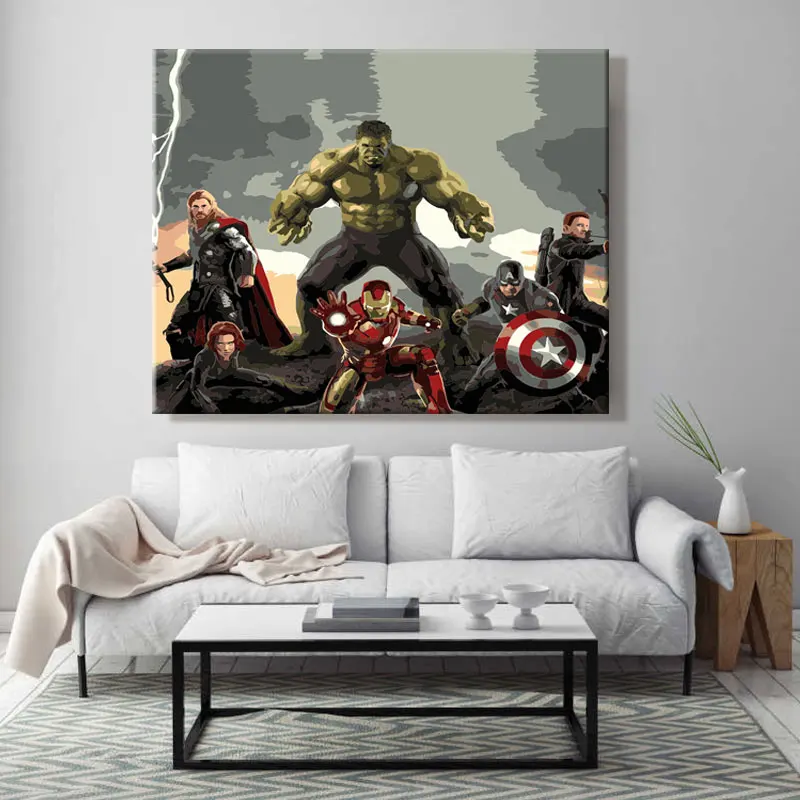 Diy краски по номерам картина с наборами Marvel's Мстители Железный человек Капитан
